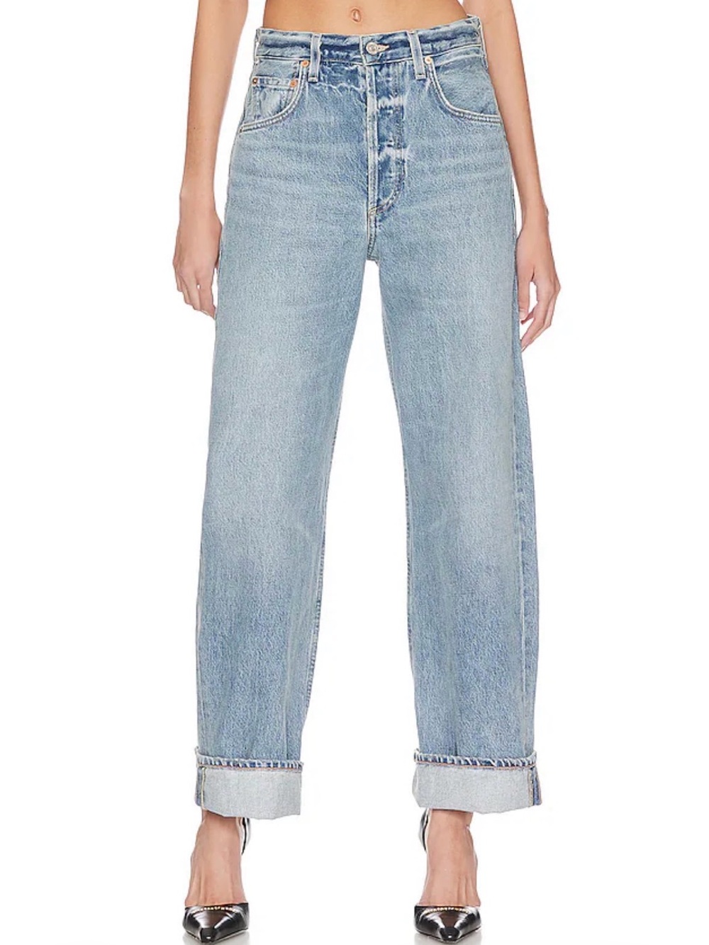 NWOT Citizens of Humanity Ayla Baggy Cuffed Crop Jeans in Skylights Sz 29